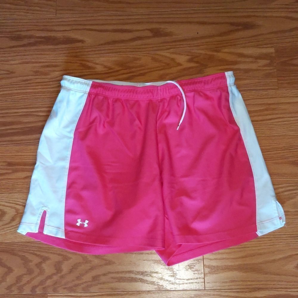 Under Armour pink white shorts Sz M EUC